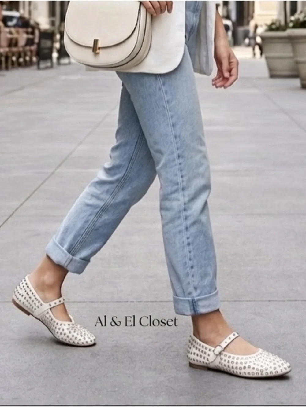 A New Day Issa Flats White Studded Mary Jane Shoes Vegan Size 11 | New With Box